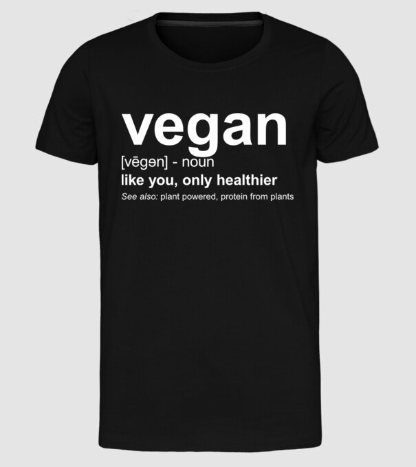 Vegan definition model negru pe tricou