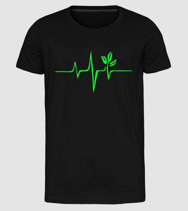 vegan heartbeat model negru pe tricou