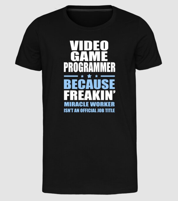 Video game Programmer model negru pe tricou