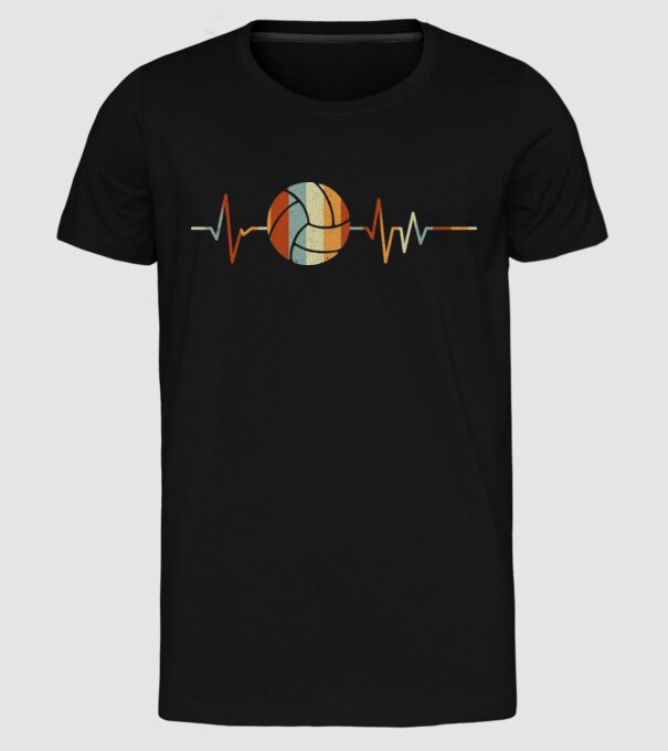Volleyball heartbeat model negru pe tricou