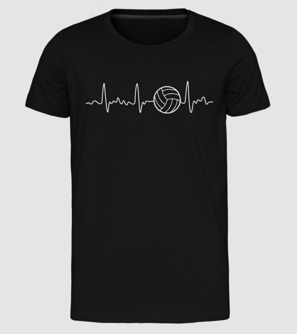 Volleyball heartbeat model negru pe tricou