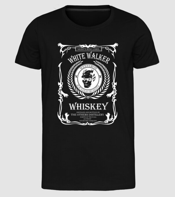 Whiskey White Walker model negru pe tricou
