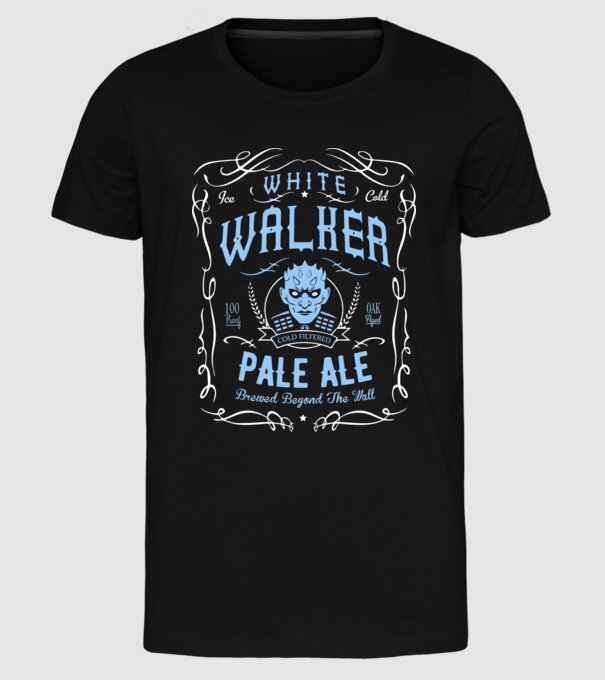 White Walker Pale Ale model negru pe tricou