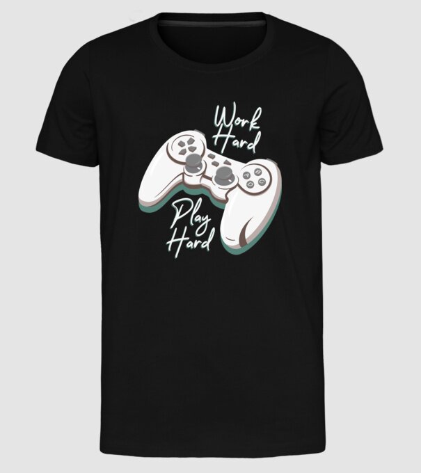 Work hard play hard model negru pe tricou