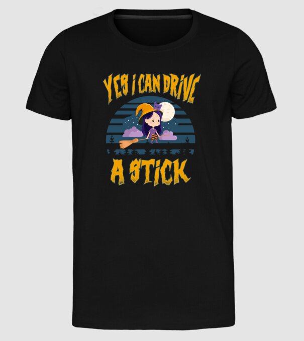 Yes, i can drive a stick model negru pe tricou