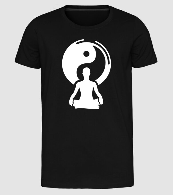 Meditație Yin yang model negru pe tricou