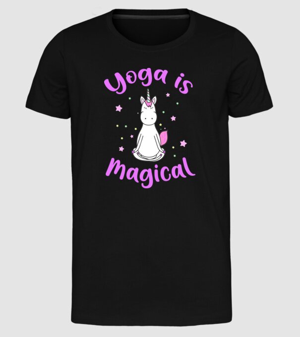 yoga is magical model negru pe tricou