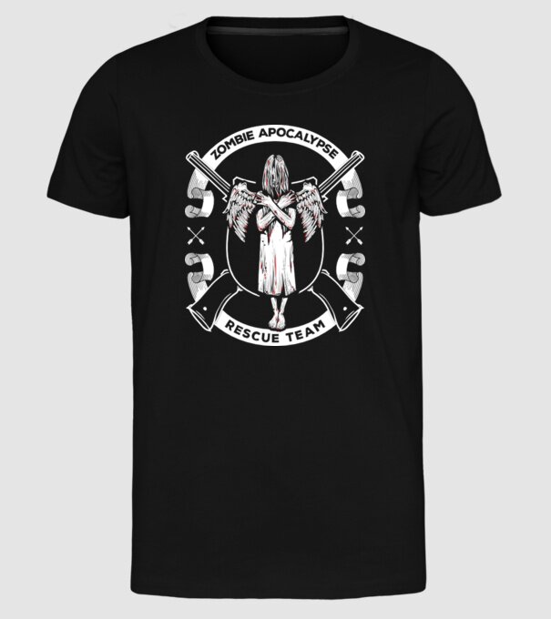 Zombie apocalypse rescue team angel model negru pe tricou