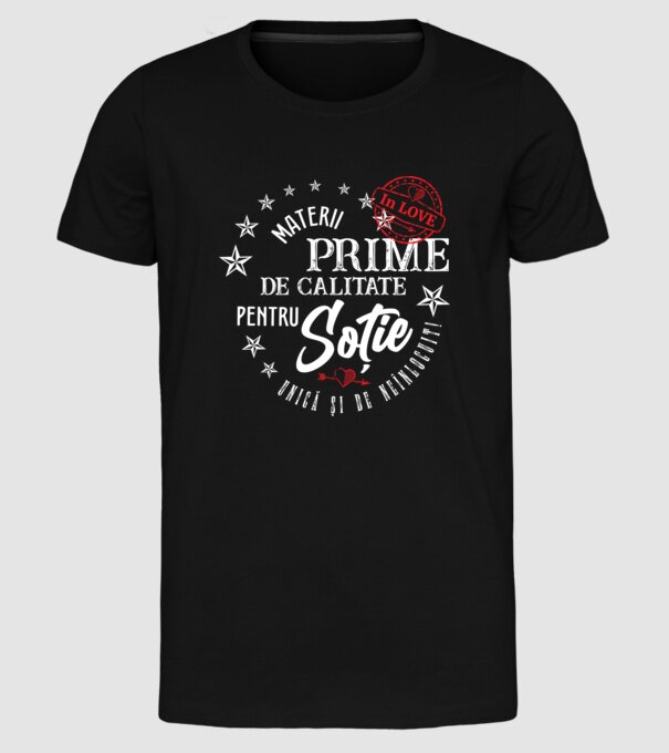 00_Materii prime de calitate pentru soție model negru pe tricou