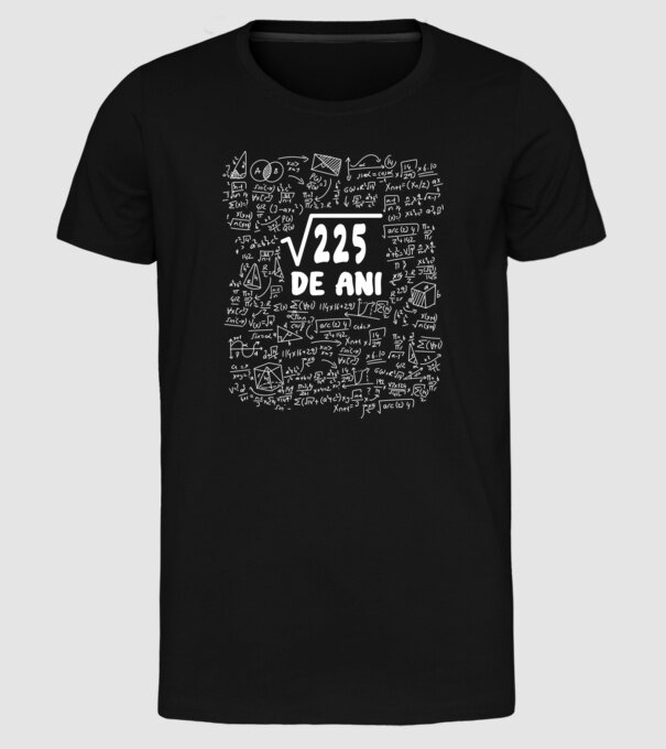 √225 de ani model negru pe tricou