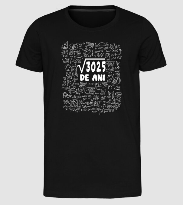 √3025 de ani model negru pe tricou