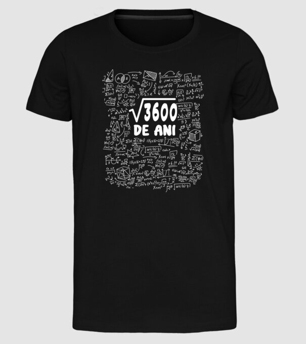 √3600 de ani model negru pe tricou