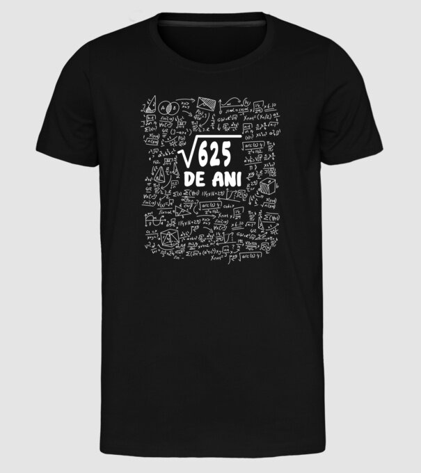√625 de ani model negru pe tricou