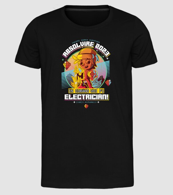 absolvire 2023 electrician model negru pe tricou