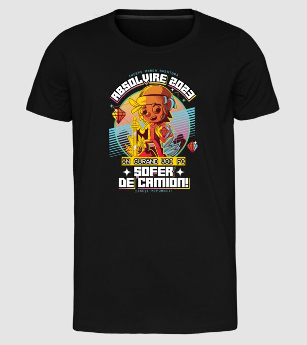 absolvire 2023 șofer de camion model negru pe tricou