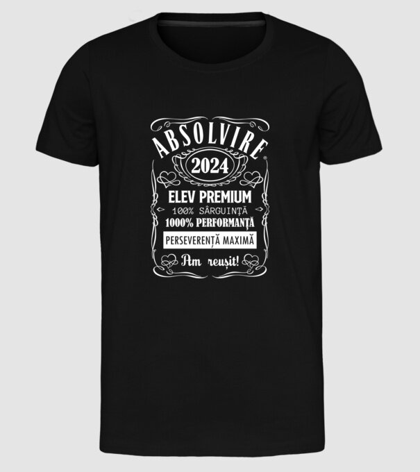 Absolvire Premium model negru pe tricou
