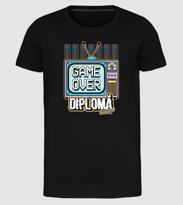 Absolvire retro diplomă model negru pe tricou