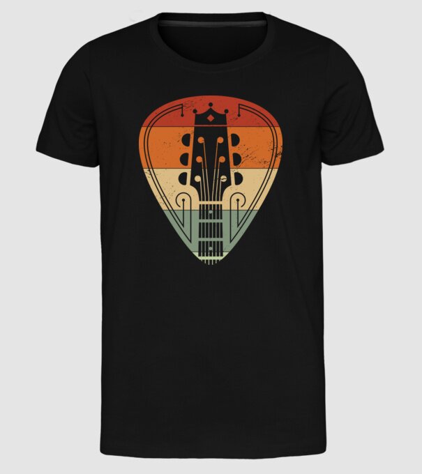 acoustic guitarist model negru pe tricou