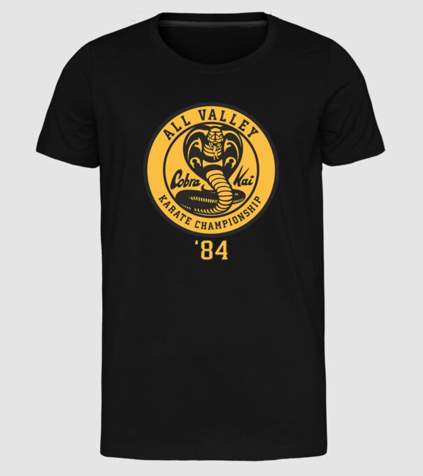 all valley karate cobra kai model negru pe tricou