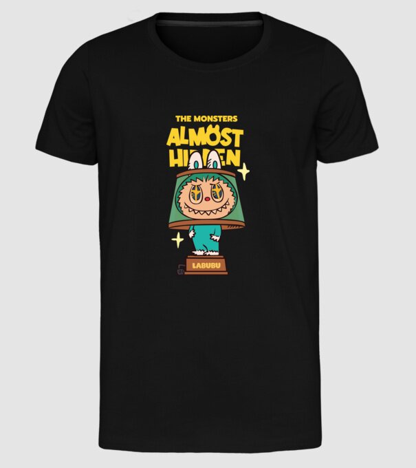 Almost Hidden model negru pe tricou