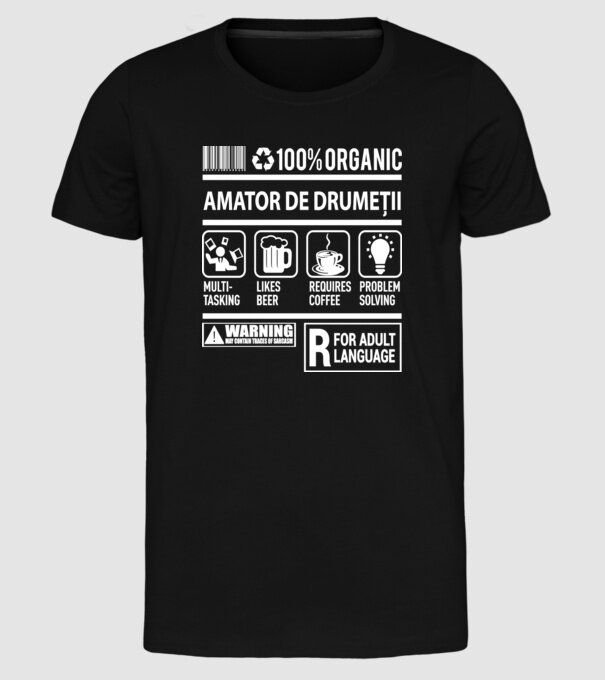 amator de drumeții model negru pe tricou