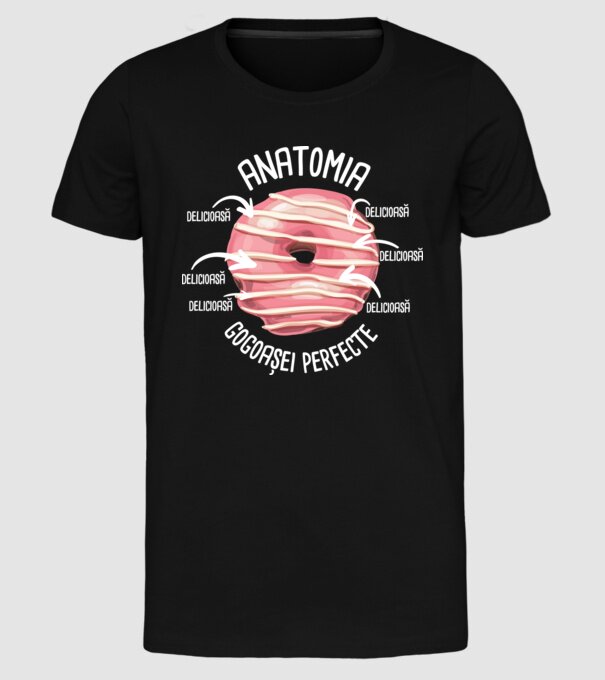 anatomia gogoașei perfecte: delicioasă model negru pe tricou