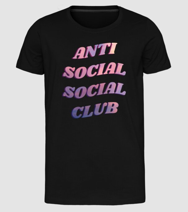 Anti social social club pink model negru pe tricou