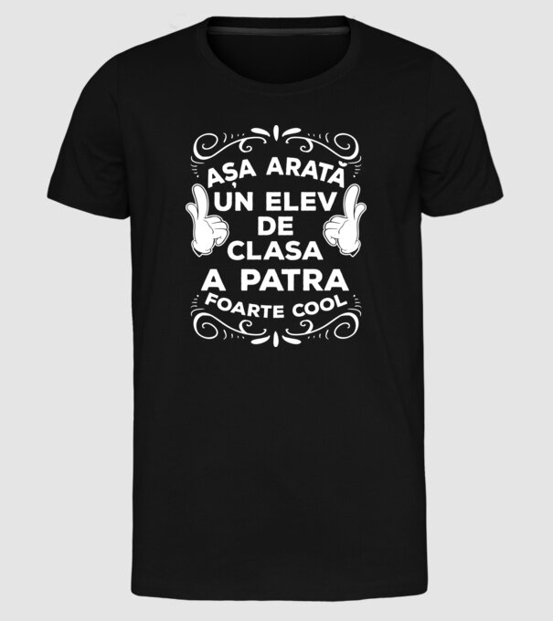 Așa arată un elev de clasa a patra foarte cool model negru pe tricou