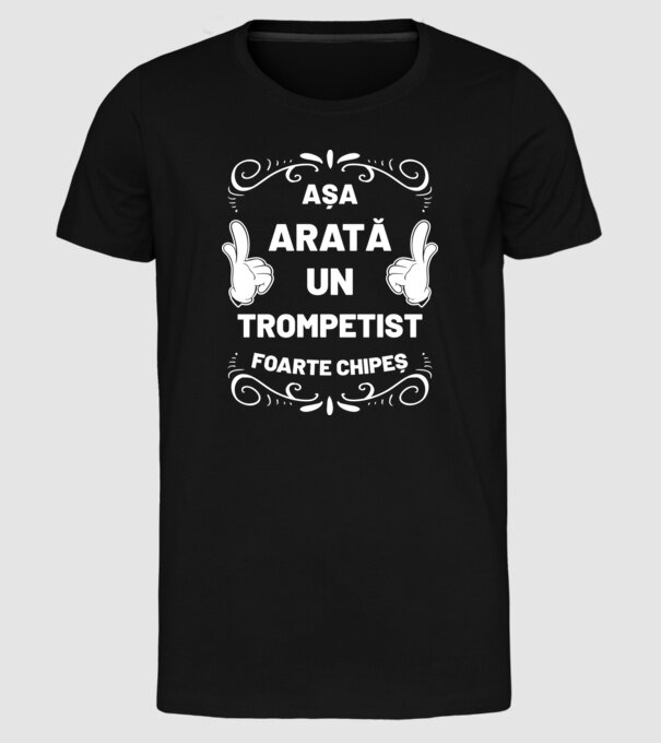 așa arată un trompetist foarte chipeș model negru pe tricou