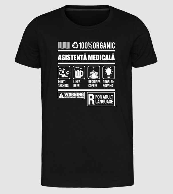 ASISTENTĂ MEDICALĂ model negru pe tricou