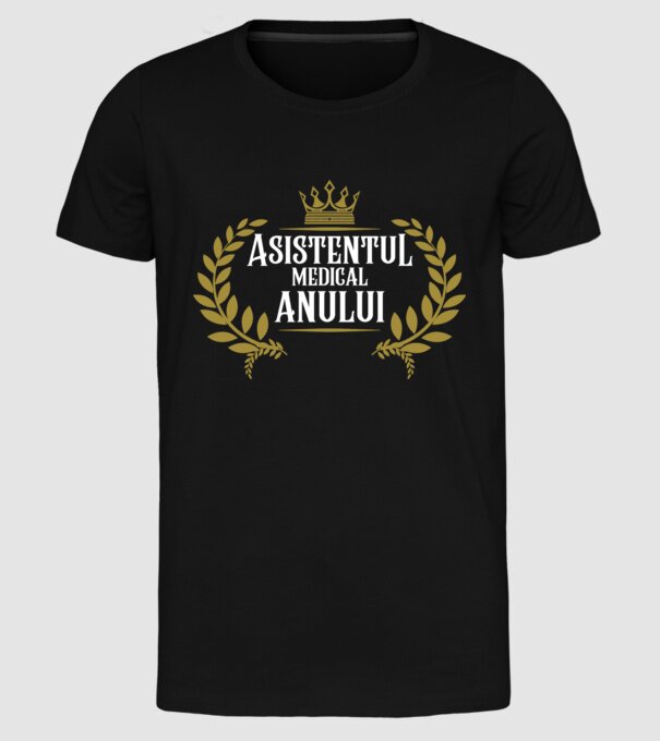 Asistentul medical al anului model negru pe tricou
