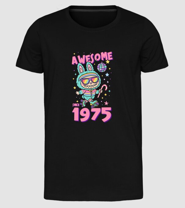 Awesome since 1975 - Labubu model negru pe tricou