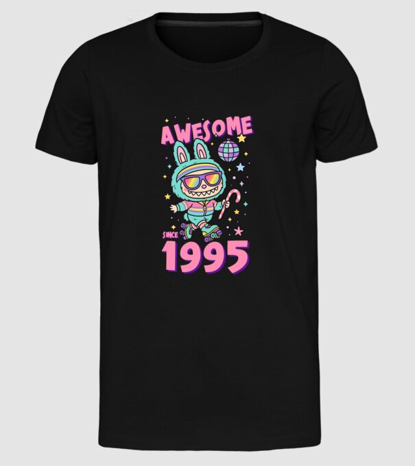 Awesome since 1995 - Labubu model negru pe tricou