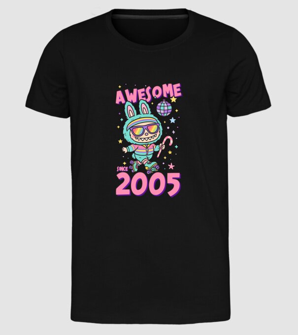 Awesome since 2005 - Labubu model negru pe tricou