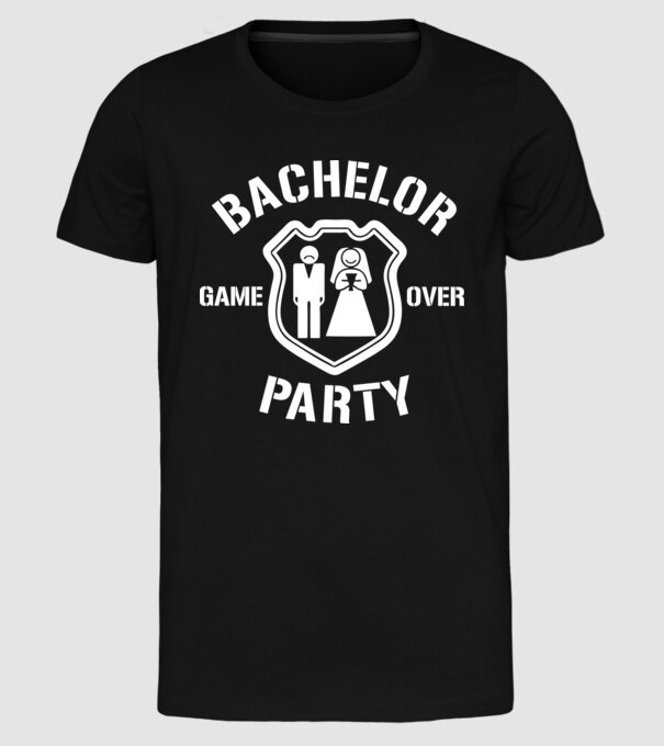Bachelor Party Game Over model negru pe tricou