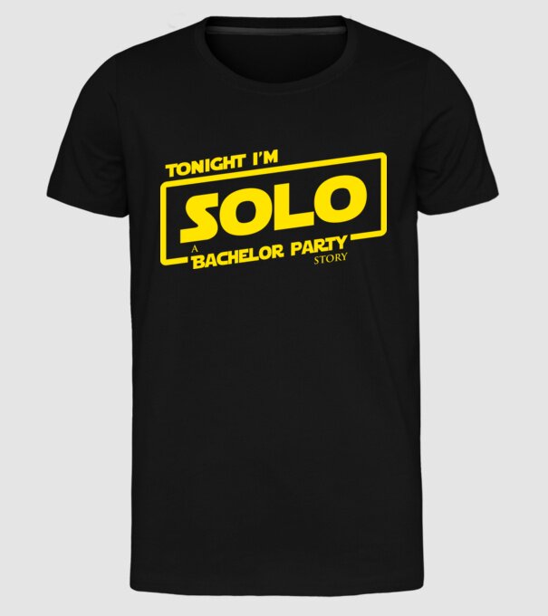 Bachelor Party Solo model negru pe tricou