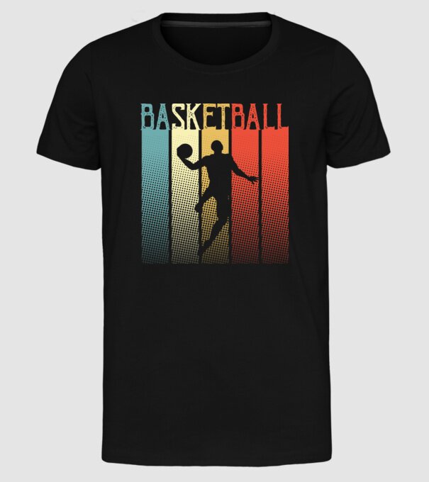 basketball vintage model negru pe tricou