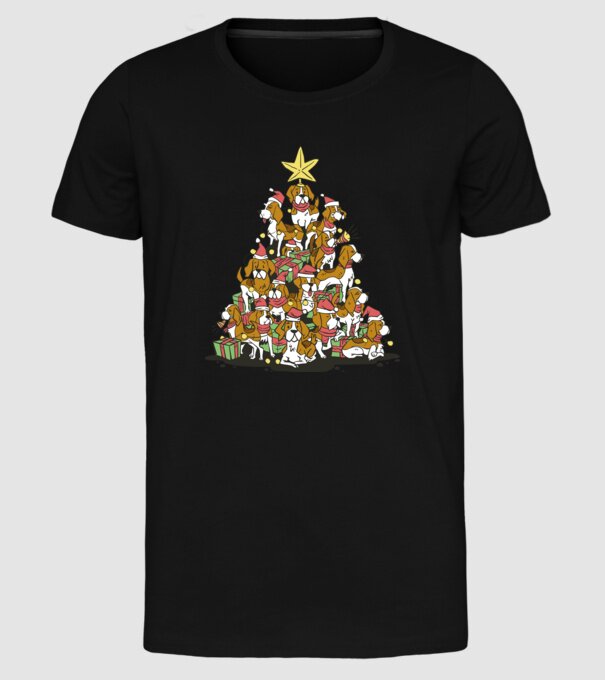 beagle christmas tree model negru pe tricou