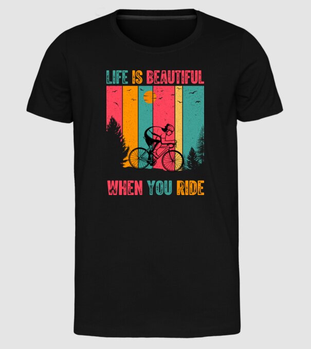 Beautiful ride model negru pe tricou