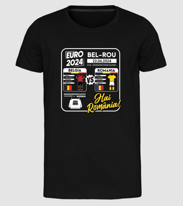 BEL-ROM euro 2024 calendar  model negru pe tricou