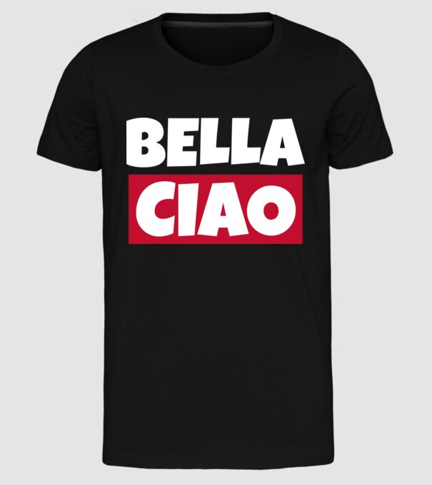bella ciao logo model negru pe tricou