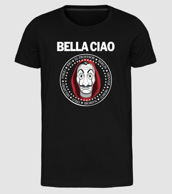 bella ciao stroke white model negru pe tricou