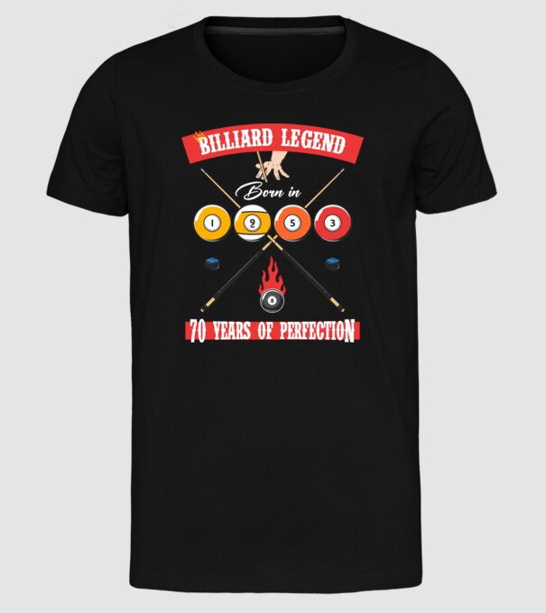 Billiard legend born in 1953 model negru pe tricou
