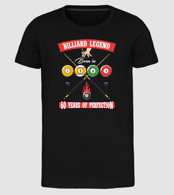 Billiard legend born in 1963 model negru pe tricou