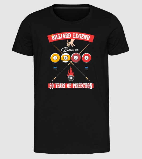 Billiard legend born in 1973 model negru pe tricou