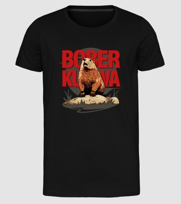 BOBER model negru pe tricou