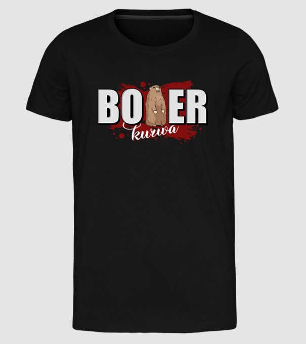 Bober Kurwa model negru pe tricou