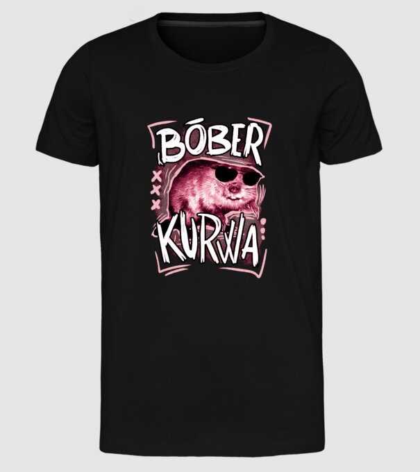 Bóber wtf model negru pe tricou