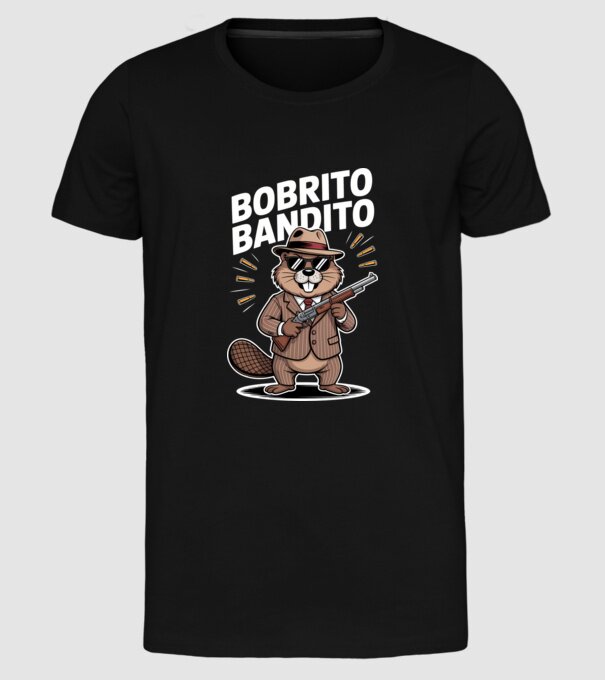 Bobrito Bandito model negru pe tricou