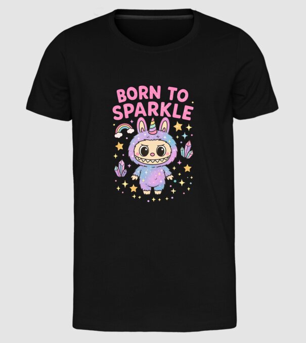 Born to sparkle model negru pe tricou